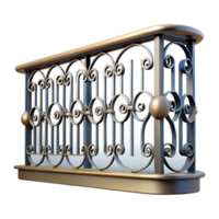 captivating gothic Balcony railing, ornate iron, NO BACKGROUND with Transparent Background. crisp png