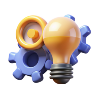 distinto urbano a abstrato representação do inovação com uma luz lâmpada e engrenagens. não fundo com transparente fundo. elite png