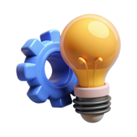 cativante assinatura a abstrato representação do inovação com uma luz lâmpada e engrenagens. não fundo com transparente fundo. png