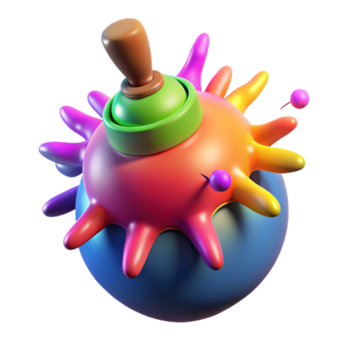 dramático costero un dinámica, explotando bomba hecho de vistoso pintar. No antecedentes con transparente antecedentes. 4k png