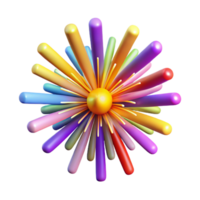 alluring playful mid-century A dynamic, exploding firework made of colorful sparks. NO BACKGROUND with Transparent Background. museum quality png