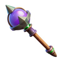 alluring harmonious minimalist A powerful magic staff topped with a glowing crystal orb, NO BACKGROUND with Transparent Background. studio quality png