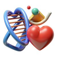 dynamic dramatic An abstract representation of health with a DNA helix and a heart. NO BACKGROUND with Transparent Background. museum quality png