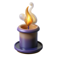 dazzling quintessential A single, burning candle emitting magical smoke, NO BACKGROUND with Transparent Background. png