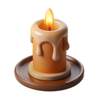 captivating celebrated A single, burning candle with dripping wax. NO BACKGROUND with Transparent Background. png