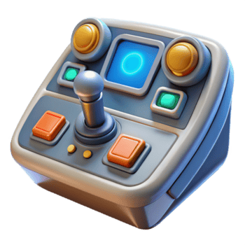 dramatisk ren stiliserade rymdskepp cockpit kontrollera panel med upplyst knappar. Nej bakgrund med transparent bakgrund. raffinerad png