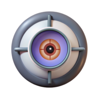 dreamy enchanting A cyborg eye with a zoom lens and targeting reticle. NO BACKGROUND with Transparent Background. museum quality png