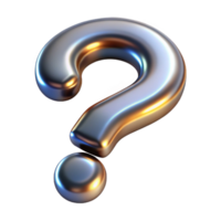 beautiful unparalleled A single, stylized question mark with a metallic texture. NO BACKGROUND with Transparent Background. png