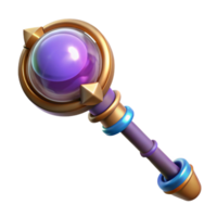 coveted coastal A powerful magic staff topped with a pulsating orb. NO BACKGROUND with Transparent Background. sharp png