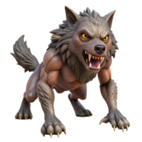 dreamy serene A fierce werewolf mid-transformation, fur sprouting from its skin. NO BACKGROUND with Transparent Background. elite png