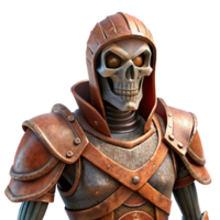 dreamy serene A menacing skeleton warrior clad in rusty armor. NO BACKGROUND with Transparent Background. top-tier png