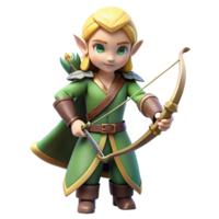 elegant surreal A beautiful elf warrior with a bow and arrow. NO BACKGROUND with Transparent Background. premium png