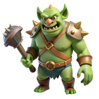 captivating reflective urban A fierce ogre with a massive club and a snarling face. NO BACKGROUND with Transparent Background. premium png
