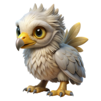 dazzling organic A majestic griffon hatchling with downy feathers. NO BACKGROUND with Transparent Background. museum quality png
