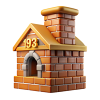 elegant signature Tudor chimney, brick and stone, decorative patterns. NO BACKGROUND with Transparent Background. png