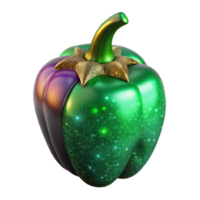 elegant traditional Green Pepper 3d Model with Stem Transparent authentic png