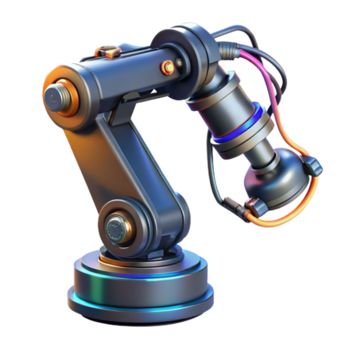 distinto abstrato cyberpunk robótico braço com intrincado fiação, não fundo com transparente fundo. elite png