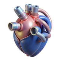 acclaimed impressionist Biomechanical heart with pulsating tubes, NO BACKGROUND with Transparent Background. studio quality png