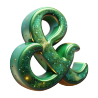 dramatic modern Green Script Font Ampersand Isolated on Transparent Background png