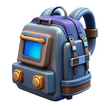 dinamico splendida cyberpunk zaino con integrato computer sistema, no sfondo con trasparente sfondo. genuino png