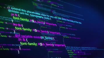 Computer program code rolling on the screen video