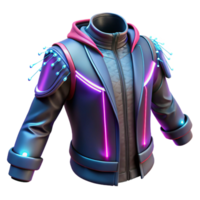 enchanting elegant Cyberpunk clothing with glowing fiber optics, NO BACKGROUND with Transparent Background. high resolution png
