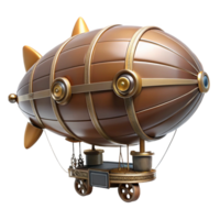 coveted modern Steampunk dirigible miniature model with intricate details and propellers. NO BACKGROUND with Transparent Background. premium png
