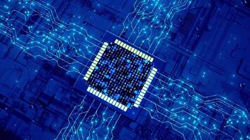 Electronics flowing on the chip and circuit board video