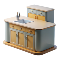 beautiful standout Architectural rendering of a kitchen countertop NO BACKGROUND with Transparent Background. png