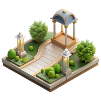 breathtaking notable Architectural sketch of a garden path NO BACKGROUND with Transparent Background. png