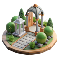 breathtaking organic Architectural sketch of a garden path NO BACKGROUND with Transparent Background. precision png