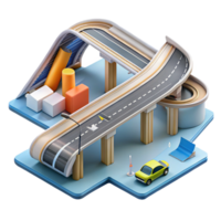 coveted impressionist Construction plan for a highway overpass NO BACKGROUND with Transparent Background. masterfully captured png