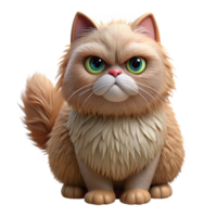 dreamy striking A grumpy Persian cat with fluffy fur, NO BACKGROUND with Transparent Background. crisp png