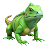 elegant futuristic A lizard, iguana, green, NO BACKGROUND with Transparent Background. handcrafted png