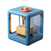 dramatic melancholic minimalist 3D printer printing a small object NO BACKGROUND with Transparent Background. flawless png