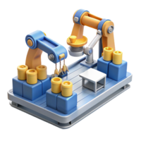 captivating surreal Manufacturing technology robotic assembly line NO BACKGROUND with Transparent Background. 4K png
