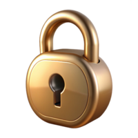 dynamic impressive Padlock, brass, NO BACKGROUND with Transparent Background. high resolution png