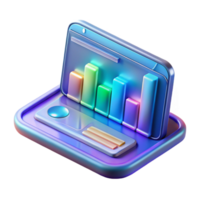 dynamic vibrant Sleek holographic tablet displaying complex data NO BACKGROUND with Transparent Background. exclusive png