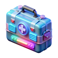 elegant bohemian Futuristic medical kit with holographic instructions NO BACKGROUND with Transparent Background. top-tier png
