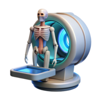 acclaimed art deco Futuristic medical scanner displaying anatomical data NO BACKGROUND with Transparent Background. ultra HD png