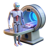 acclaimed impressionist Futuristic medical scanner displaying anatomical data NO BACKGROUND with Transparent Background. gallery standard png