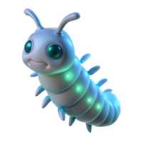 elegant vintage Alien larva with bioluminescent markings NO BACKGROUND with Transparent Background. artisan png