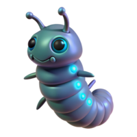 elegant melancholic baroque Alien larva with bioluminescent markings NO BACKGROUND with Transparent Background. sharp png