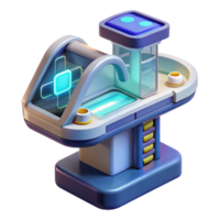 dynamic vibrant Futuristic medical scanner displaying genetic data NO BACKGROUND with Transparent Background. expertly shot png