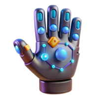 breathtaking retro Cyberpunk character hand with glowing data ports NO BACKGROUND with Transparent Background. authentic png