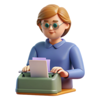 breathtaking nordic Writer typing on a typewriter. NO BACKGROUND with Transparent Background. premium png