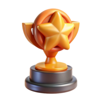 distinctive gothic Trophy with a gold star. NO BACKGROUND with Transparent Background. studio quality png