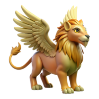 breathtaking tranquil coastal Griffin, mythical creature with the body of a lion and the head and wings of an eagle. NO BACKGROUND with Transparent Background. crisp png
