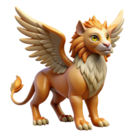 calm exquisite Griffin, mythical creature with the body of a lion and the head and wings of an eagle. NO BACKGROUND with Transparent Background. studio quality png