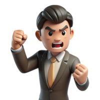 bold captivating Angry businessman shaking fist, NO BACKGROUND with Transparent Background. top-tier png
